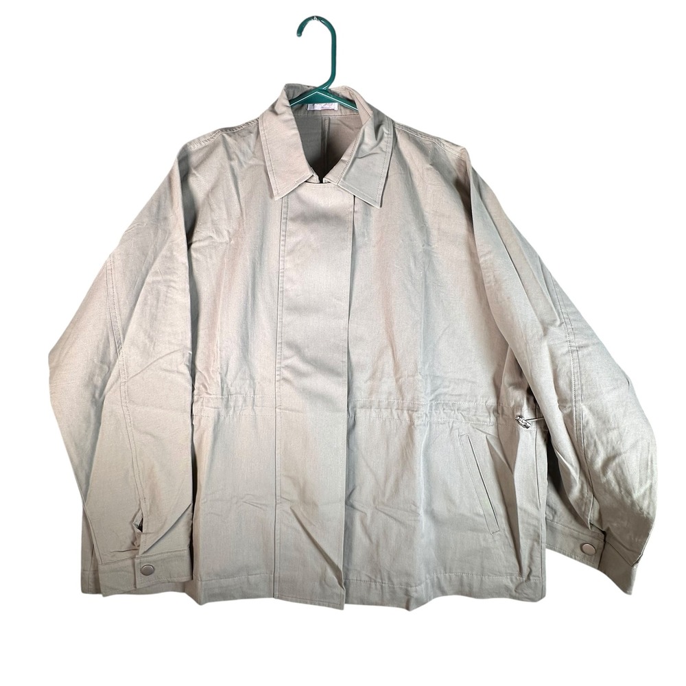 Pink Lily Womens Khaki Green 100%‎ Cotton Zip Utility Field Jacket Medium NWOT